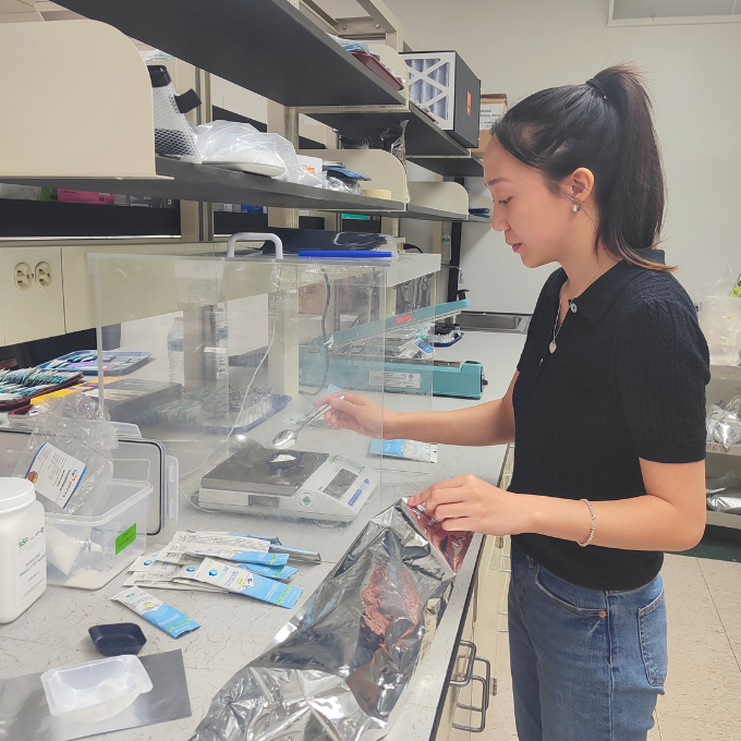 student working in lab