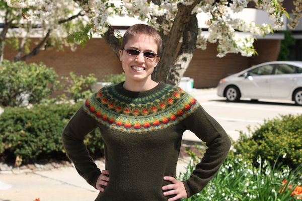 Kurchin in self-knitted sweater