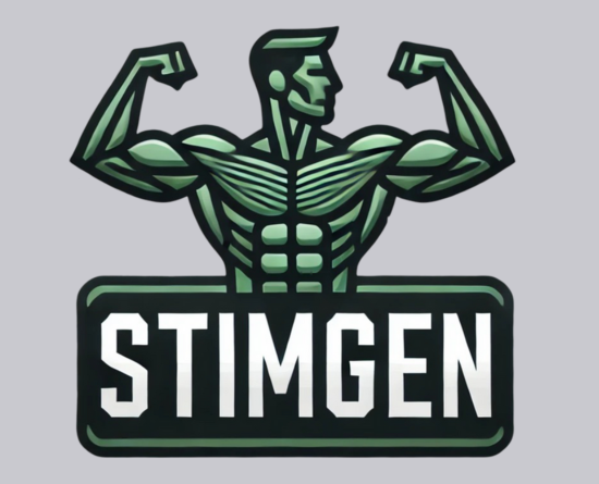 stimgen with male figure flexing muscles